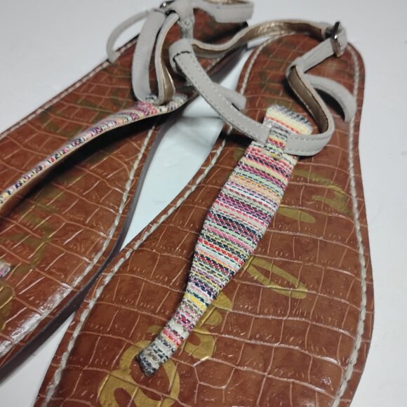 Sam Edelman Vegan Almond Woven Sand Gigi Thong Ankle Strap Sandals Size 9 1/2 - Picture 13 of 14